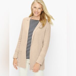 TALBOTS WOOL BLEND PATCH POCKET SWEATER CARDIGAN XL TAN CAMEL WORKWEAR OFFICE
